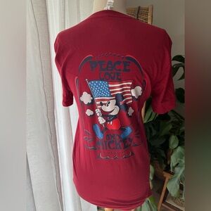 Red Mickey Mouse Graphic T-Shirt flag America 4th of July fireworks
